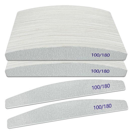Nail Files (100 Pack) 100/180 Grit Wooden Emery Board Nail File Double Sided Wood Emory Fingernail Files for Natural Nails Professional Reusable Manicure Pedicure Curved